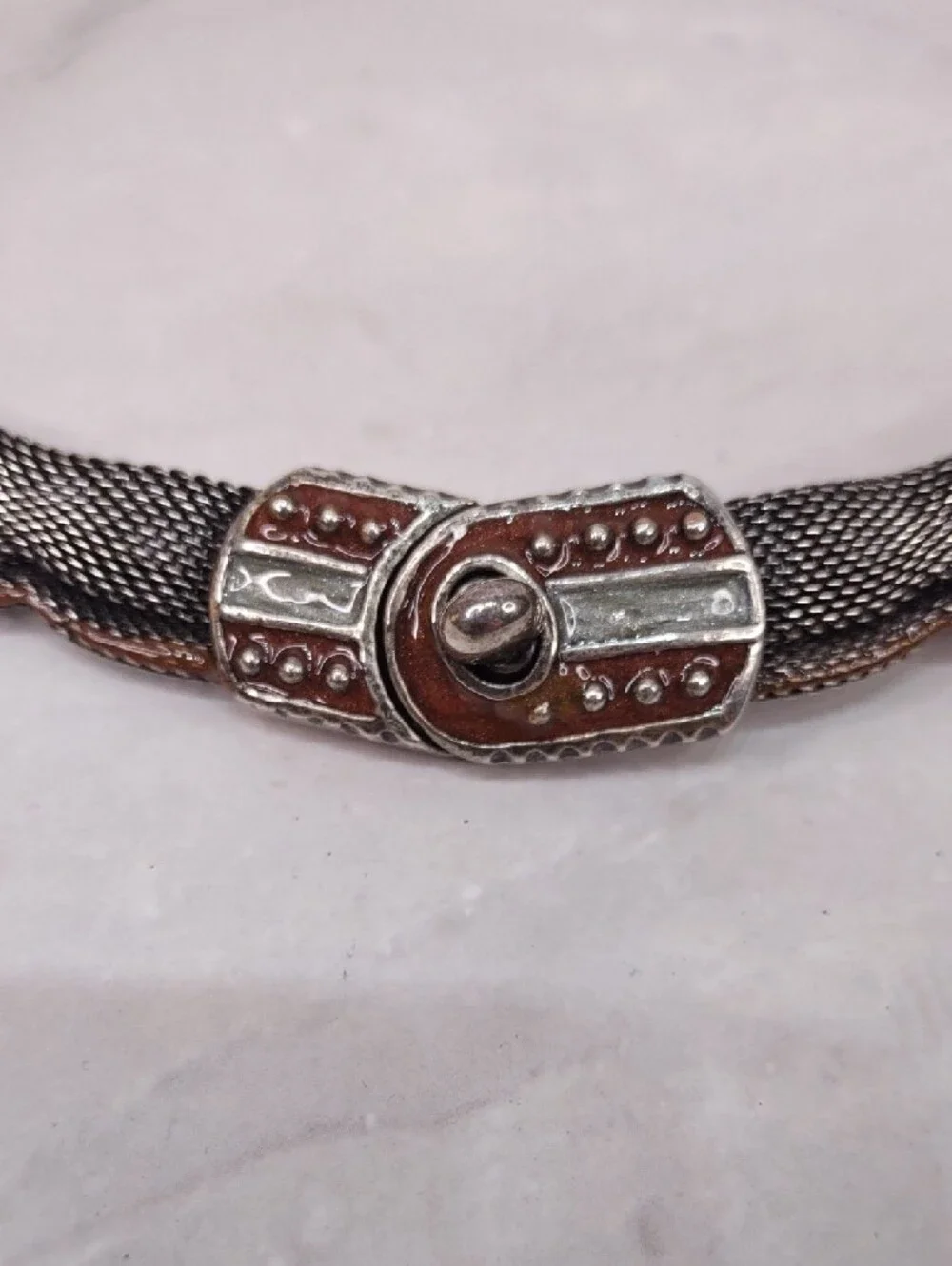 So Rachel By Longaberger Gunmetal/Copper Mesh Collar Necklace